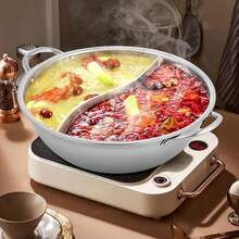 GDAE10 28cm Edelstahl Hot Pot, Dual Shabu, Küche Hot Pot Kochen Suppe Divider Shabu Topf Kochgeschirr aus Edelstahl, für Induktionsherde Gasherde und Backöfen a nice gift for friend - Übersicht 1