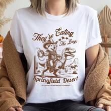 Are You Eating The Dogs Springfield Desert Shirt Straight Cowboy Dog Riding Dinosaur T-Shirt Retro Western Humor T-Shirt Graphic Animal Top - 款式 - 查看 1