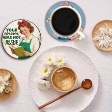 8pcs Beautiful Women Theme Pattern Coaster Set, Wooden Coasters, Coffee Cup Coasters, Home And Restaurant Decor, Suitable For Various Occasions, Exquisite Birthday Or Holiday Gift, Tabletop Decoration, - D - View 10