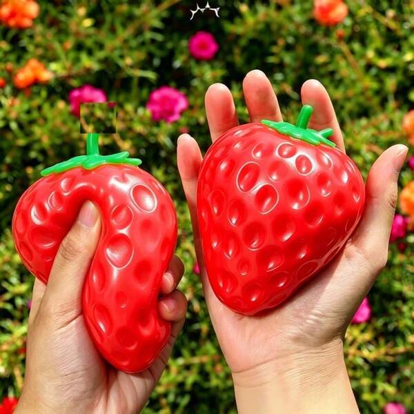 1 peça Brinquedo de Apertar Morango Macio e Flexível, Alívio de Stress Moldável, Recuperação Lenta, Sensação Super Relaxante, Bola de Apertar Morango de Cristal de Alta Qualidade, Alívio de Stress Morango, Presente Perfeito para Rapazes e Raparigas, Presente de Aniversário