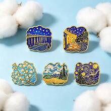Van Gogh Starry Night Enamel Lapel Pin Badge, Suitable For Backpacks And Bags, Cool Decoration, Gift For Friends - Multicolor - View 8
