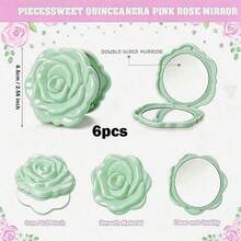 1/6/10pcs Portable Foldable Mini Rose-Shaped Water Ripple Mirror - Double-Sided Glass Makeup Mirror With Floral Pattern Design, Exquisite Cute Handheld Mirror Perfect For Holiday Gifts, Travel And On-The-Go Beauty Makeup - Multicolor - View 22