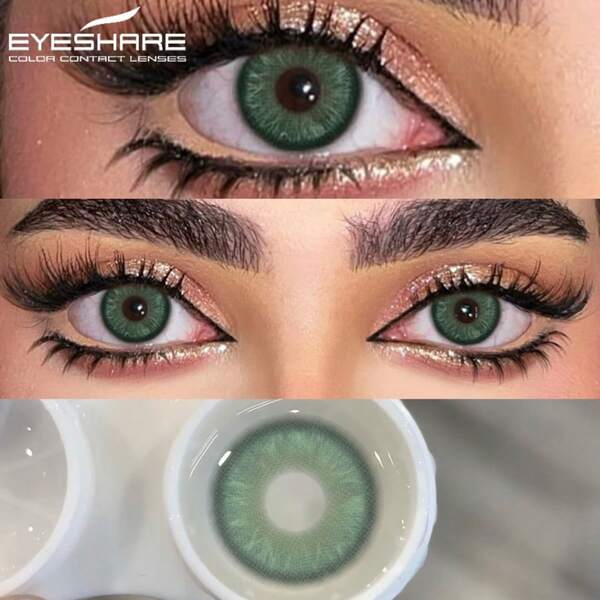 Eyeshare 1 par de lentes de contacto de color natural para ojos, lentes de contacto azules, lentes de contacto marrones naturales, lentes de contacto grises, lentes de contacto verdes, desechables anualmente