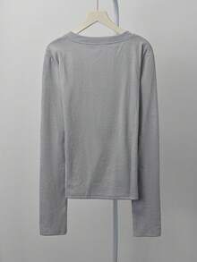 Premium Slim Fit V-Neck Inner Layer Base Top For Women, Korean Style, Versatile Warm Top For Autumn/Winter - Grey - View 7