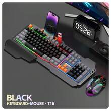 RAIKU T16 Metal Gaming Keyboard And Mouse Set, Universal Wired Keyboard With Metal Panel, 104 Keys, Backlit Keyboard With Wrist Rest, 3-Button Backlit Mouse - View 13