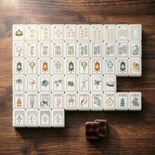 Multi‑Layer Contrast Color Resin Mahjong Tiles, Exquisite Carved Pattern Mahjong Pieces, Smooth Handfeel Game Tiles Tabletop Leisure - Tortoiseshell - View 3
