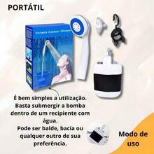 Chuveiro portátil, recarregável, gadget, bomba de chuveiro para acampamento ao ar livre, solução de banho para plantas itinerantes, banho de praia - padrão - Visão 2