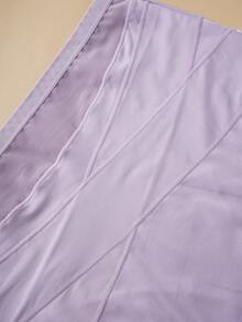 1pc Plus Size High Waist Breathable Ice Silk Fabric Shaping Panties Mesh Cross Weave Design Triangle Briefs - Mauve Purple - View 3
