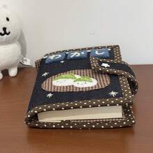 Sampul Buku Kain Denim Vintage, Sampul Buku Catatan Kain Buatan Tangan Patchwork Mochi yang Lucu, Kotak Pelindung Buku Catatan Dekoratif Ukuran A6 - A - View 4