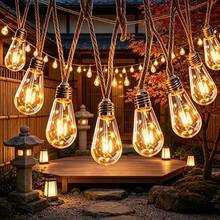 24/16/8 LED Solar Powered Outdoor Fairy String Lights, Hemp Rope Papaya String Lights, 8 Lighting Modes, Suitable For Garden, Yard, Patio, Trees, Camping, Christmas, Halloween, Wedding, Party, Holiday Decoration - Jute Rope String Lights - View 6