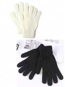 1 Pasang Sarung Tangan Musim Dingin Ajaib, Sarung Tangan Rajut Hangat Elastis Warna Hitam, Cocok untuk Kostum Cosplay, Cocok untuk Cuaca Dingin - MultiWarna - View 6
