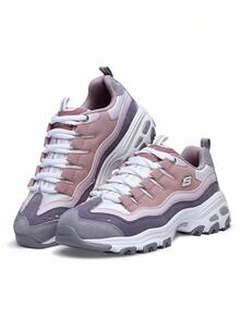 Skechers Sepatu Sneakers Kasual Wanita D'LITES Classic Platform Peningkat Tinggi untuk Perjalanan Sehari-hari, Sepatu Panda, Sepatu Ayah - Merah muda keabu-abuan - View 1