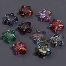 10pcs/Pack Acrylic Pentagram Transparent Splatter Oil Painting Straight Hole Beads 12X13mm, Vintage Translucent With Colorful Dots Exquisite Design, Suitable For Making Chinese Style Bracelets, Pendants, Keychain Charms Handmade DIY Accessories Materials - Splatter Star - View 8