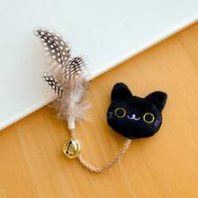 1pc Feather Bell Cat Teaser Doll With Cat Cat Plush Doll, Hemp Rope Chew Stick, Self-Entertainment Pet Supplies For Kittens - View 1