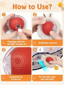 Indoor Cat Interactive Toy, 5-Hole Or 7-Hole Hide-And-Seek Hunting Mat With Rechargeable Moving Mouse Ball, Squeaky Sound, Asymmetrical Rolling, 3 Play Modes, Touch Activation, Suitable For Kittens And Adult Cats Indoor Exercise Toy - Multicolor - View 9