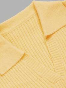 NiceArt Women's Vintage Knitted Polo Pullover Sweater, Elegant Autumn/Winter Outfit, Renaissance Style, Suitable For Office, Social, Halloween - Yellow - View 4