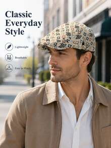 1pc Unisex Spring/Autumn Vintage Newsboy Cap, Colorful Geometric Butterfly Print Flat Top Hat, Adjustable Metal Buckle, Soft Lining Breathable Beret, Daily Outdoor Travel Accessory - Butterfly Print - View 9