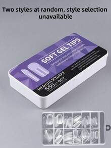 550 Peças Pontas de Unhas de Gel Macio Quadradas Médias, Unhas Postiças Removíveis de Cobertura Total, Unhas Artificiais Transparentes Pré-Polidas com Caixa de Armazenamento, 11 Tamanhos, Adequadas para Salão de Unhas e Manicure DIY, Suprimentos de Arte de Unhas - Transparente - Visão 8