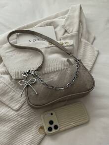 New Fashion Versatile Textured Shoulder Bag Underarm Bag For Women - Grey - View 3