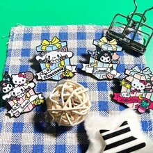 1件裝可愛卡通Sanrio胸針，萬聖節與聖誕節金屬徽章，Hello Kitty胸針，柔美甜美貓咪合金包包配件針 - 彩色 - 查看 3