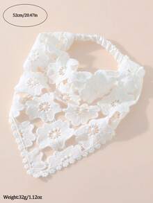 1件原創花卉圖案女款時尚刺繡頭巾髮帶，適合日常與度假使用 - 白色 - 查看 4