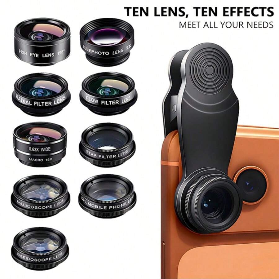 Smartphone Camera Lens, Fun Phone Lens Photography Kit - Includes Fisheye Lens, Macro Lens, Wide Angle Lens, Polarizing Lens And Star Lens, Phone Clip-On Lens Set, Fun Photography Accessories. - Mobile Phone Lens Kit - View 1