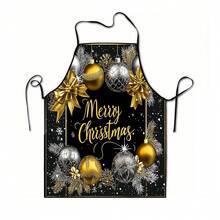 1pc Christmas Santa Claus, Christmas Bell, Christmas Snowflake, Christmas Reindeer, Christmas Tree, Christmas Snowman, Christmas Penguin, Christmas Cartoon Animal Pattern Chef Apron, Suitable For Home Decor And Kitchen Use. Made Of 100% Polyester Material, Designed As Sleeveless Style, Perfect For Home Kitchen, Outdoor BBQ Cooking. This Printed Apron Is Unisex, Machine Washable And Reusable, An Essential Kitchen Item - Multicolor - View 15
