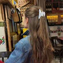 1件小眾鏤空白色軟質歐美風純色髮夾，Ins風甜酷辣妹後腦勺髮夾 - 白色鏤空 - 查看 7