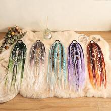 Braided Ponytail Hair Extension With Beads And Pendant, Viking Bohemian Style Braided Hair Extensions For Women, 24 Inches - Multicolor - View 9