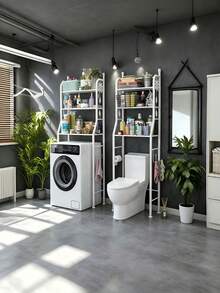 Over‑The‑Toilet Storage Shelf With Three‑Tier Storage Design; Sturdy Metal Frame, Size Fits Toilets, Easy To Install, Stores Bathroom Sundries For Tidiness And Space‑Saving. - Random Color - View 2
