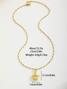 1pc Rhinestone Star Pendant Necklace With Crystal Star, Cute Fashion Jewelry, Suitable For Children's Party, Ball, Date And Daily Wear Gift - Gold - View 6