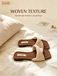 Summer Casual Beach Twist Flat Slides - Brown - View 4