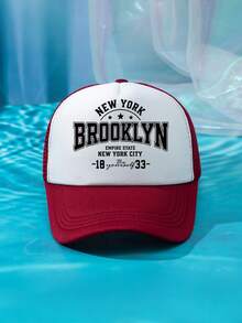 1件裝 男士 BROOKLYN 1833 綠色多色印花個性化戶外休閒時尚沙灘露營防曬透氣網布可調尺寸棒球帽卡車帽禮物，適合日常配戴 - B - 查看 25