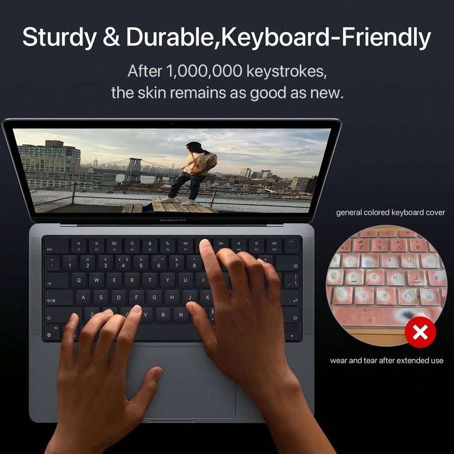 qialeduo Black Crystal TPU Keyboard Cover For MacBook, Ultra‑Thin Invisible Wear‑Resistant Protector