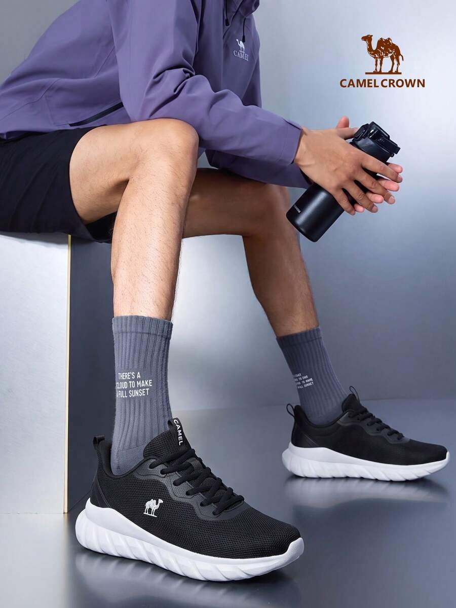 CAMEL CROWN Men's Outdoor Running Shoes, Summer Anti-Slip Comfortable Casual Versatile Jogging Sports Shoes - Black/White - View 1