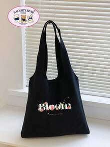 Bolsa de compras con estampado floral - Negro - Ver 2