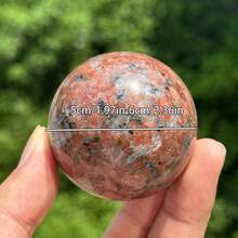 Stonehaven 1 buah Bola Batu Merah (150-350g) - Dekorasi Rumah, Bola Ramalan, Energi Kristal Penyembuhan, Spesimen Mineral, Hadiah Kristal, Tekstur Batu Permata Alami - Bola granit merah - View 4