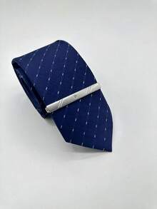 1 Set High-End Fashion Tie And Tie Clip 2 Pieces Set Suitable For Business Travel, Casual, Banquet, Wedding - Blue - View 6