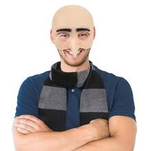 成人 Gru 角色扮演服飾配件組－光頭帽、圍巾與鼻子，適合萬聖節與派對 - 黑色 - 查看 2