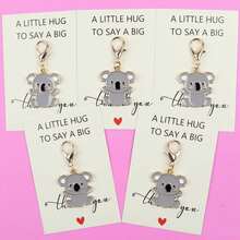 5pcs/10pcs Cute Koala Enamel Lobster Clasp Keychain, "A Little Hug To Say A Big Thank You" Paper Card, Animal Pocket Hug Gratitude Gift - Multicolor - View 1