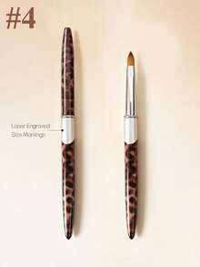 Leopard Print Handle Nail Brushes, Multi Sizes Crystal Nail Pens With Protective Caps - Multicolor - View 7