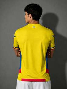 Romania Style Men's Football Jersey & Round Neck Lightweight Sports Shirt & Breathable, Moisture-Wicking, Quick-Dry & Suitable For Training, Match, Daily Wear, Gift - Yellow - View 3