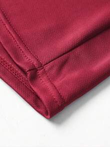 Men's Long Sleeve Polo Shirt, Solid Color, Breathable, Slim Fit, Business Casual, Lightweight, Wrinkle-Resistant, Commuter, Golf Shirt - Red - View 8