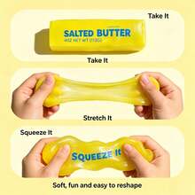 1pc Transparent Butter Squeeze Toy, TPR Non-Rebound Simulation Prank Toy, Realistic Semi-Transparent Yellow Oval With Print, Stress Relief Desk Toy, Christmas Gift Halloween Holiday Stocking Filler, Random Style, Soft Cute Blind Box - Multicolor - View 6