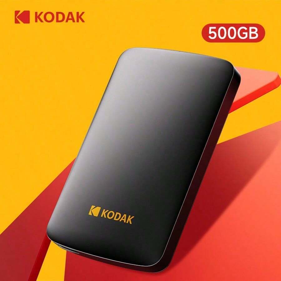 Kodak P150 500GB/1TB Portable Hard Drive, Includes SuperSpeed USB-A Data Cable (5Gbps), Built-In Storage Pouch, Protective Design, Suitable For Router, Laptop, PS4 And Other Devices File Backup - View 1