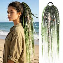 Braided Ponytail Hair Extension With Beads And Pendant, Viking Bohemian Style Braided Hair Extensions For Women, 24 Inches - Multicolor - View 15
