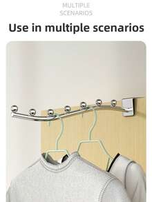1/2/3 Packs Tendedero De Ropa Clothes Drying Rack, No Drill Metal Hanging Organizer, Multi-Scenario Organizador Armarios Ropa For Dorm Closet Window Sill Bedside, Silver - Multicolor - View 9