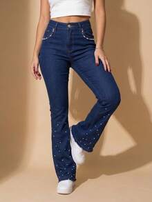 pthirillo Women Jeans - Lumina Pearls 酒吧和口袋 - 查看 5