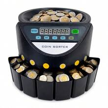 Lincky Contador y Clasificador de Monedas Electrónico Profesional 150 Monedas/Min con Pantalla LED Función de Loteo 1-999 y Tolva de 500 Piezas para Negocios - Tipo de Enchufe A USA (110-127V) - Ver 1