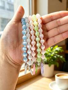 1pc Colorful Beaded Keychain, Handheld Key Chain With Colorful Beads, Atmosphere Key Chain Pendant, Versatile Bag Charm - A - View 3